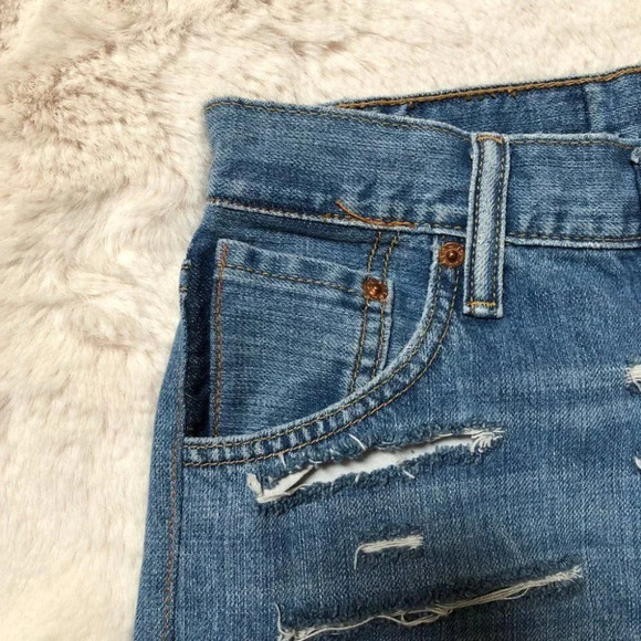 Levi's Blue Ripped Distressed Denim Jean Shorts Sz 24 - Picture 6 of 8